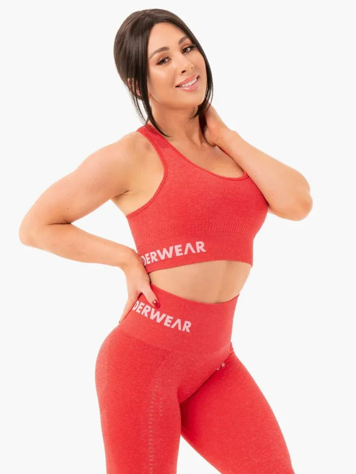 Sports Bras Womens Ryderwear Seamless Staples Sports Bra Red Marl