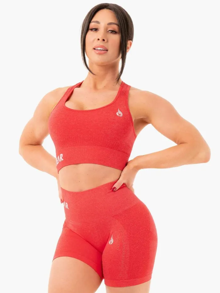 Sports Bras Womens Ryderwear Seamless Staples Sports Bra Red Marl