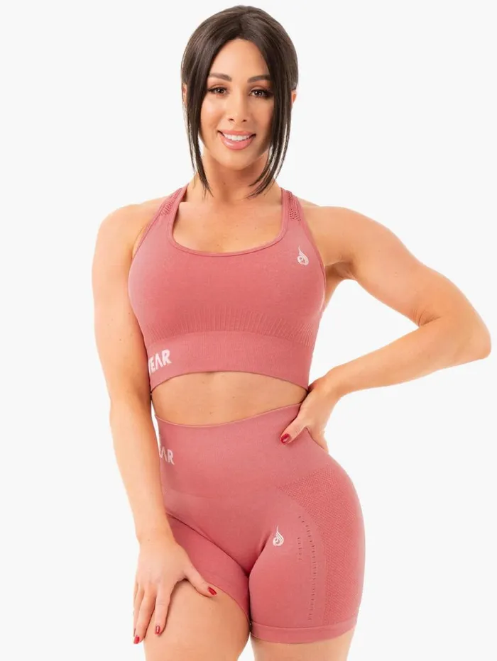 Sports Bras Womens Ryderwear Seamless Staples Sports Bra Rose Pink Marl