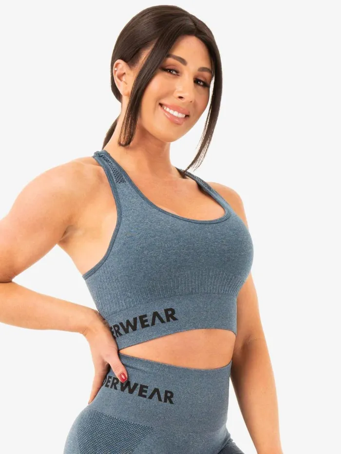 Sports Bras Womens Ryderwear Seamless Staples Sports Bra Teal Marl