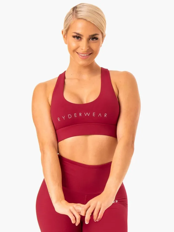 Sports Bras Womens Ryderwear Staples Cross Over Sports Bra Wine Red