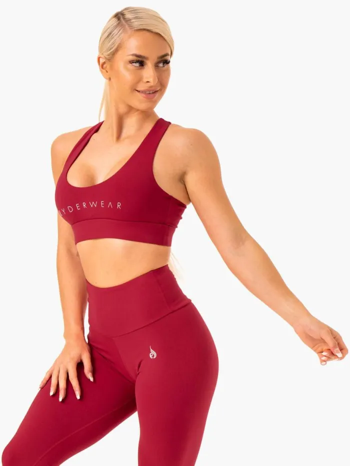 Sports Bras Womens Ryderwear Staples Cross Over Sports Bra Wine Red