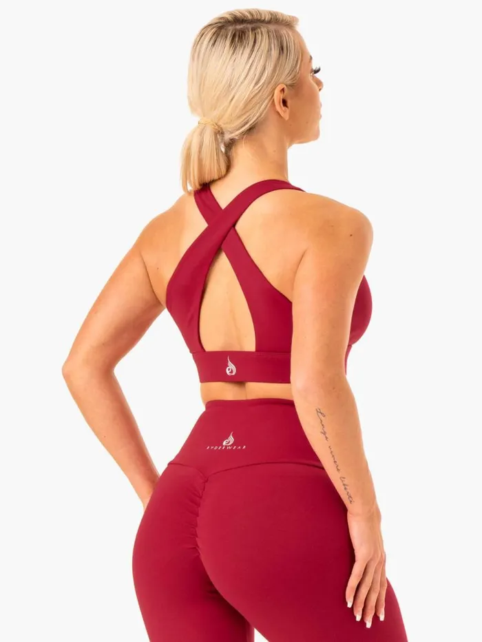 Sports Bras Womens Ryderwear Staples Cross Over Sports Bra Wine Red