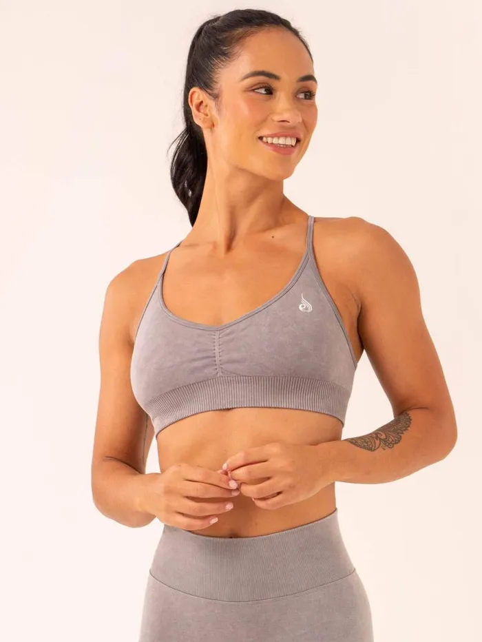 Sports Bras Womens Ryderwear Stonewash Seamless Sports Bra Grey Stonewash