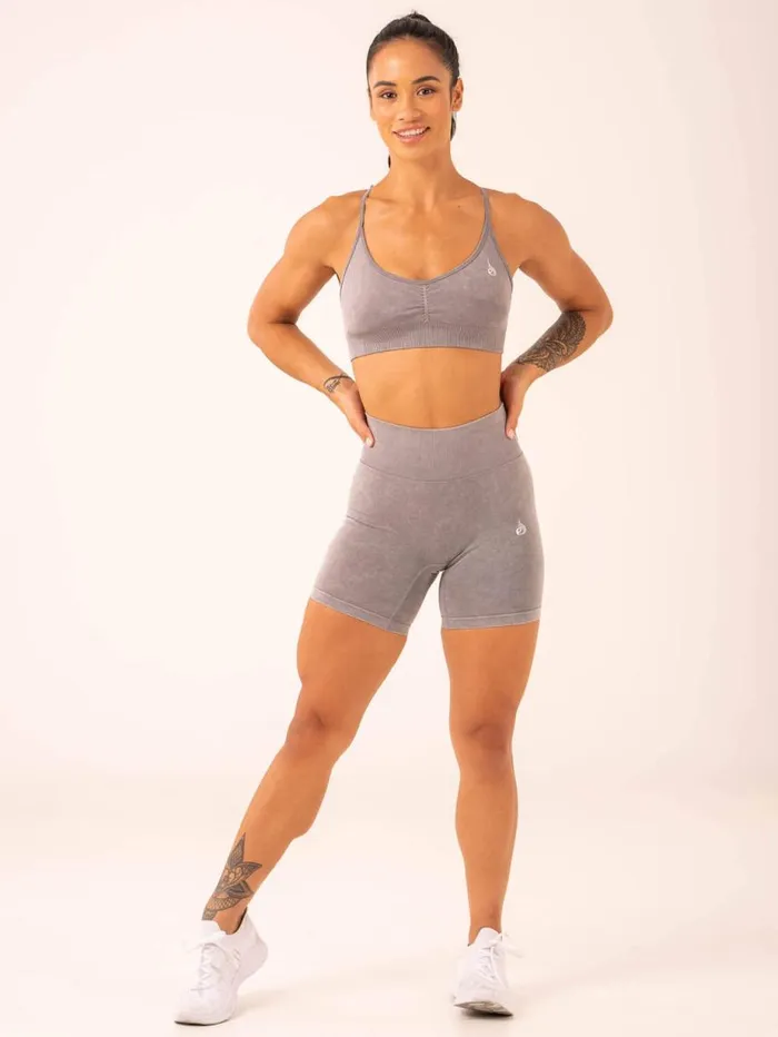 Sports Bras Womens Ryderwear Stonewash Seamless Sports Bra Grey Stonewash