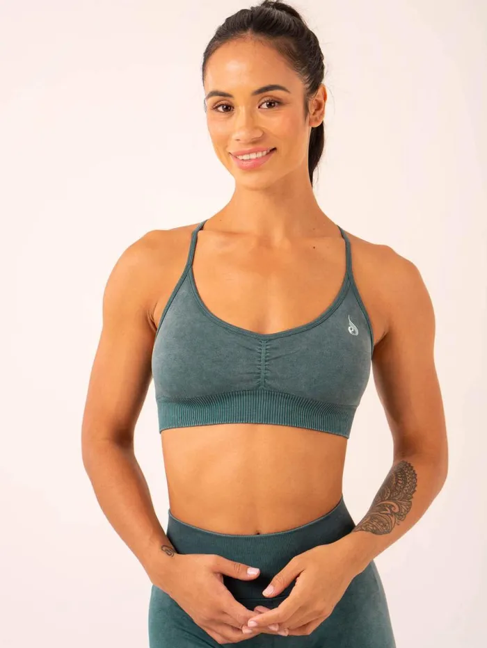 Sports Bras Womens Ryderwear Stonewash Seamless Sports Bra Petrol Stonewash
