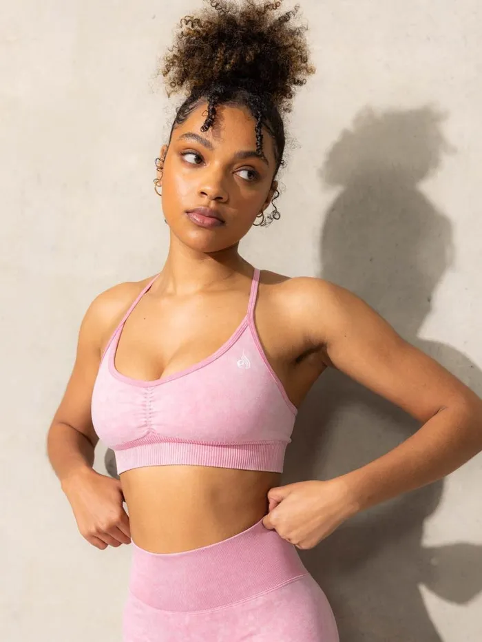 Sports Bras Womens Ryderwear Stonewash Seamless Sports Bra Pink Stonewash