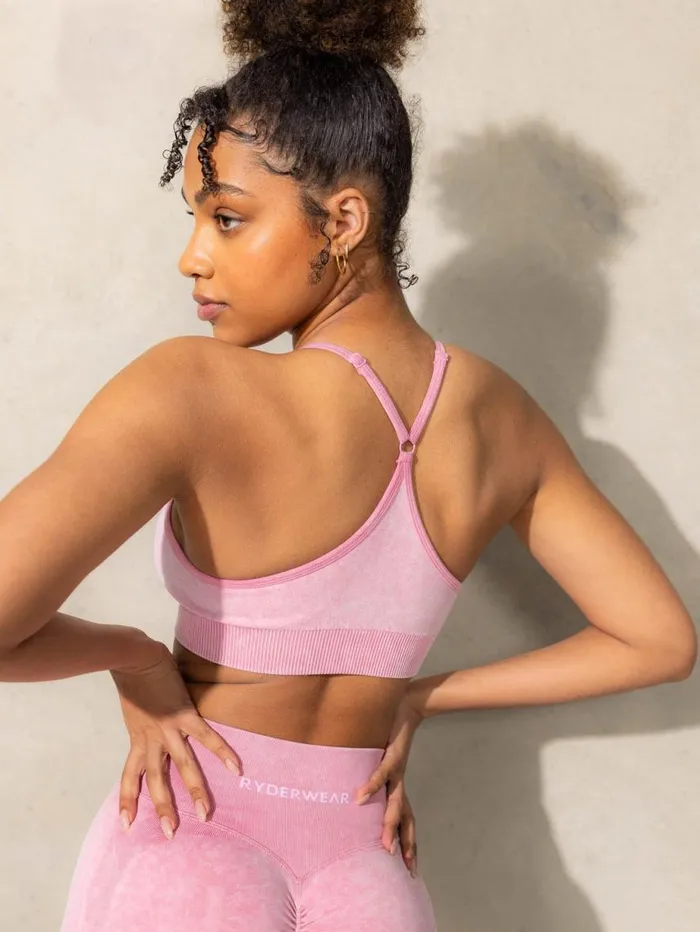 Sports Bras Womens Ryderwear Stonewash Seamless Sports Bra Pink Stonewash