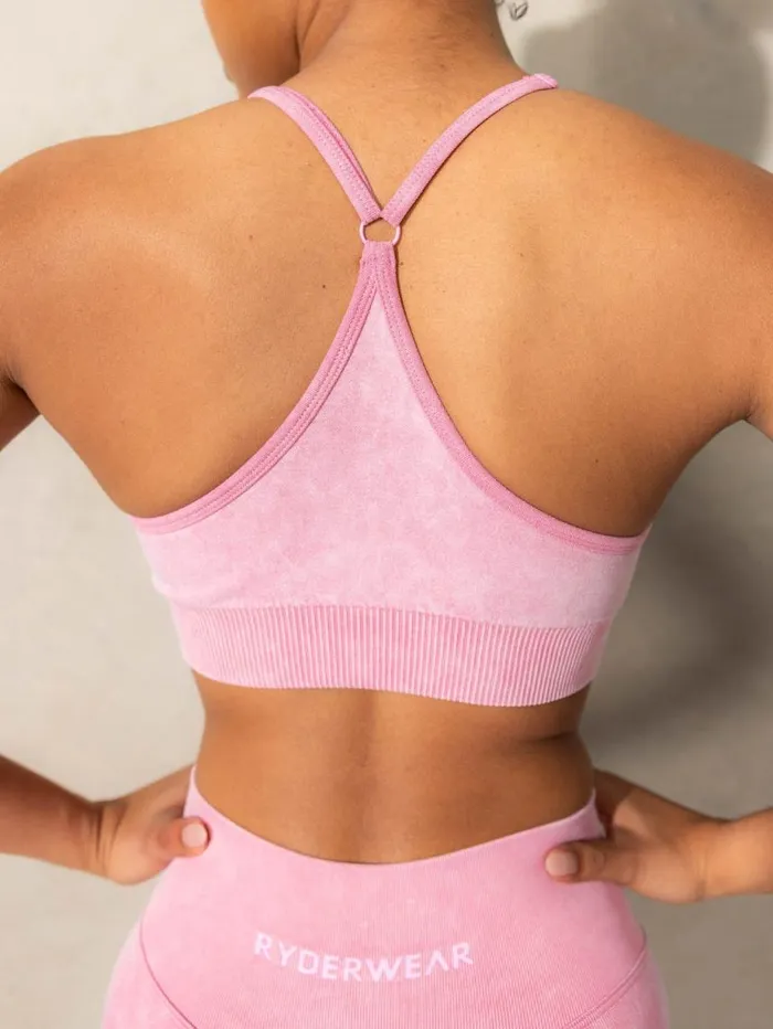 Sports Bras Womens Ryderwear Stonewash Seamless Sports Bra Pink Stonewash