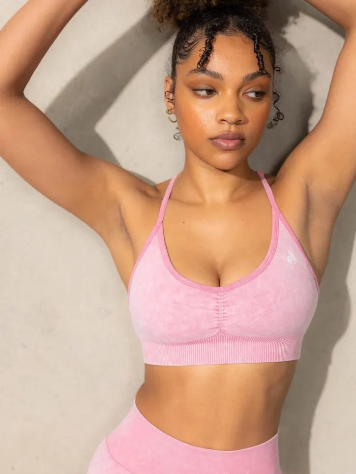 Sports Bras Womens Ryderwear Stonewash Seamless Sports Bra Pink Stonewash