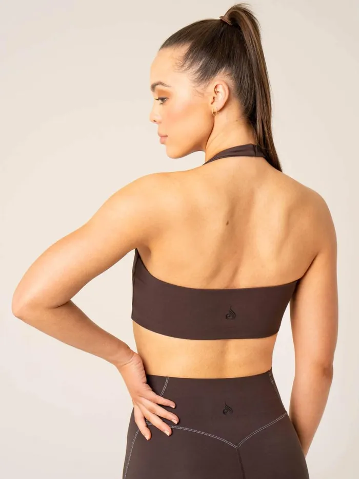 Sports Bras Womens Ryderwear Stride Halter Sports Bra Chocolate