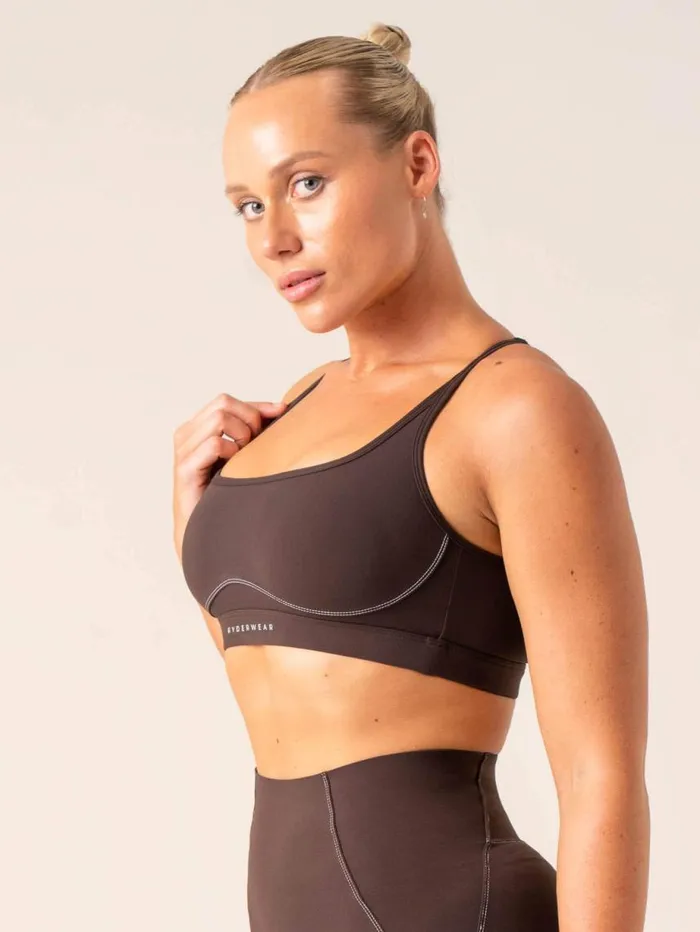 Sports Bras Womens Ryderwear Stride Sports Bra Chocolate