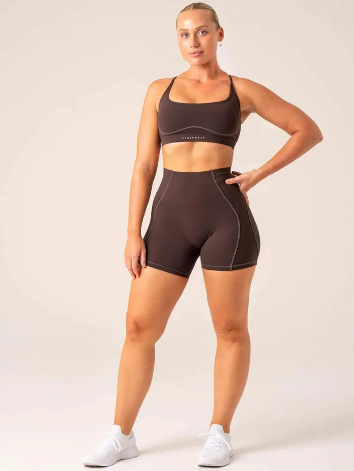 Sports Bras Womens Ryderwear Stride Sports Bra Chocolate