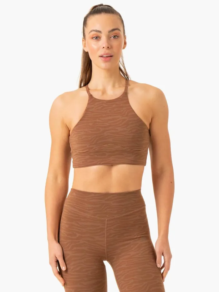 Sports Bras Womens Ryderwear Transform Reversible Sports Crop Chocolate Zebra