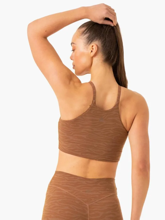 Sports Bras Womens Ryderwear Transform Reversible Sports Crop Chocolate Zebra