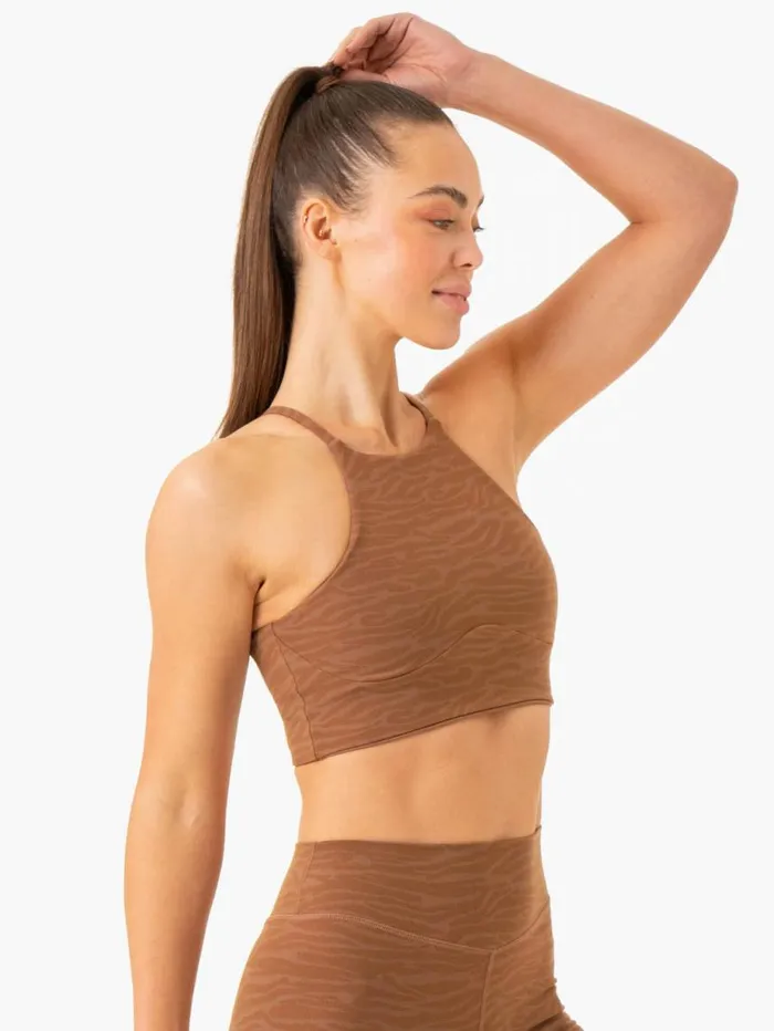 Sports Bras Womens Ryderwear Transform Reversible Sports Crop Chocolate Zebra