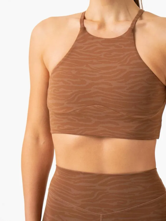 Sports Bras Womens Ryderwear Transform Reversible Sports Crop Chocolate Zebra