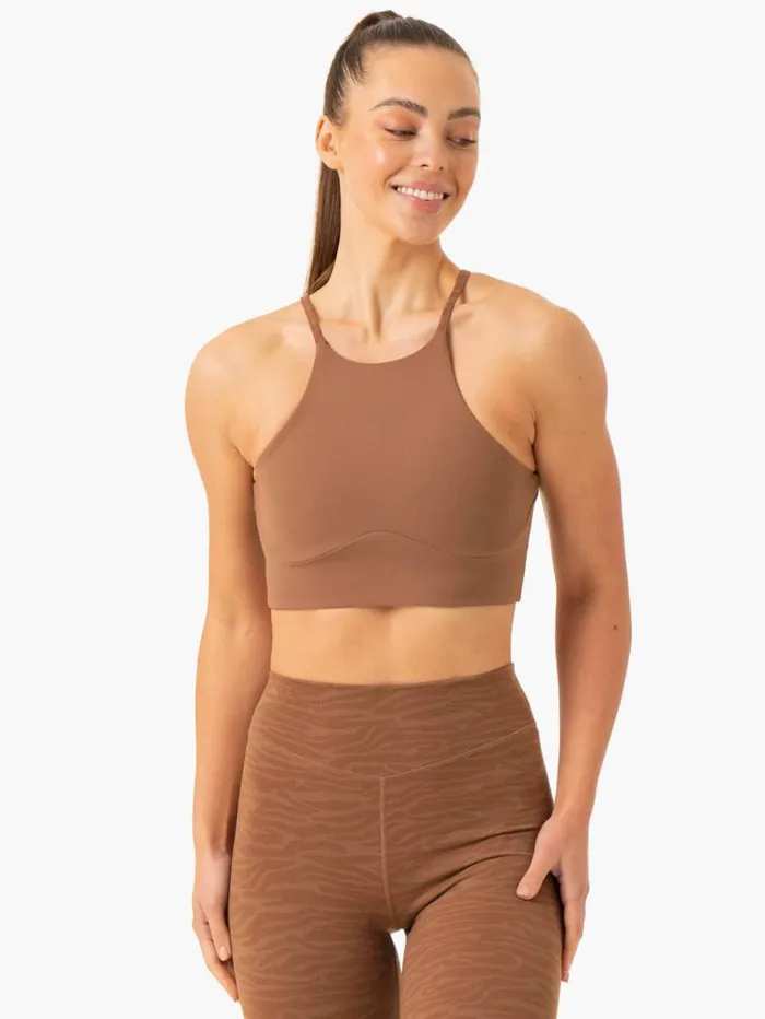 Sports Bras Womens Ryderwear Transform Reversible Sports Crop Chocolate Zebra