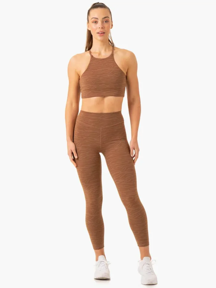 Sports Bras Womens Ryderwear Transform Reversible Sports Crop Chocolate Zebra