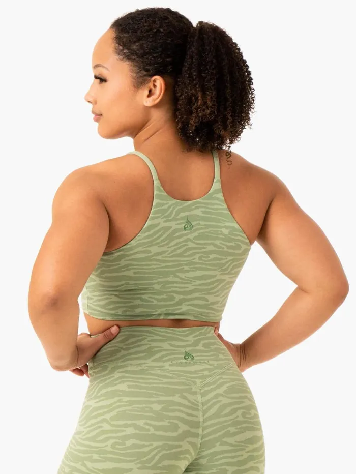 Sports Bras Womens Ryderwear Transform Reversible Sports Crop Jade Green Zebra