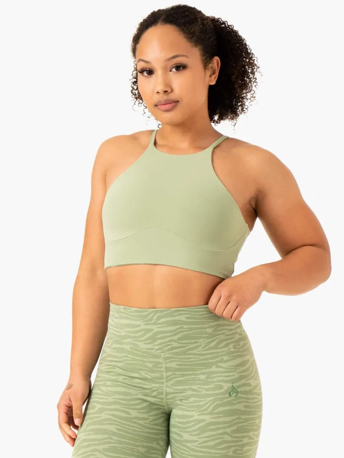 Sports Bras Womens Ryderwear Transform Reversible Sports Crop Jade Green Zebra