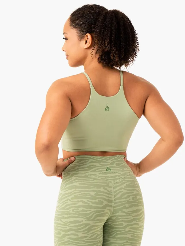 Sports Bras Womens Ryderwear Transform Reversible Sports Crop Jade Green Zebra
