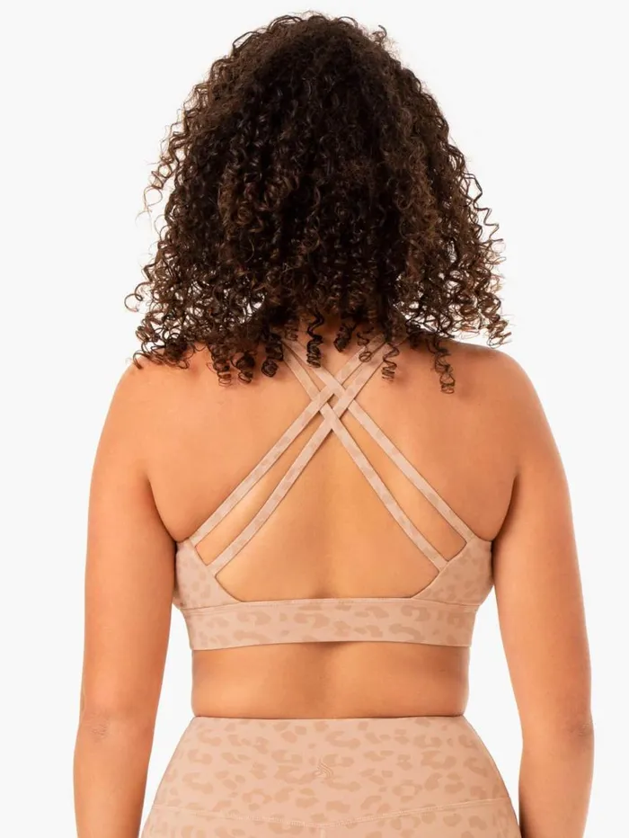 Sports Bras Womens Ryderwear Ultra VNeck Sports Bra Tan Leopard
