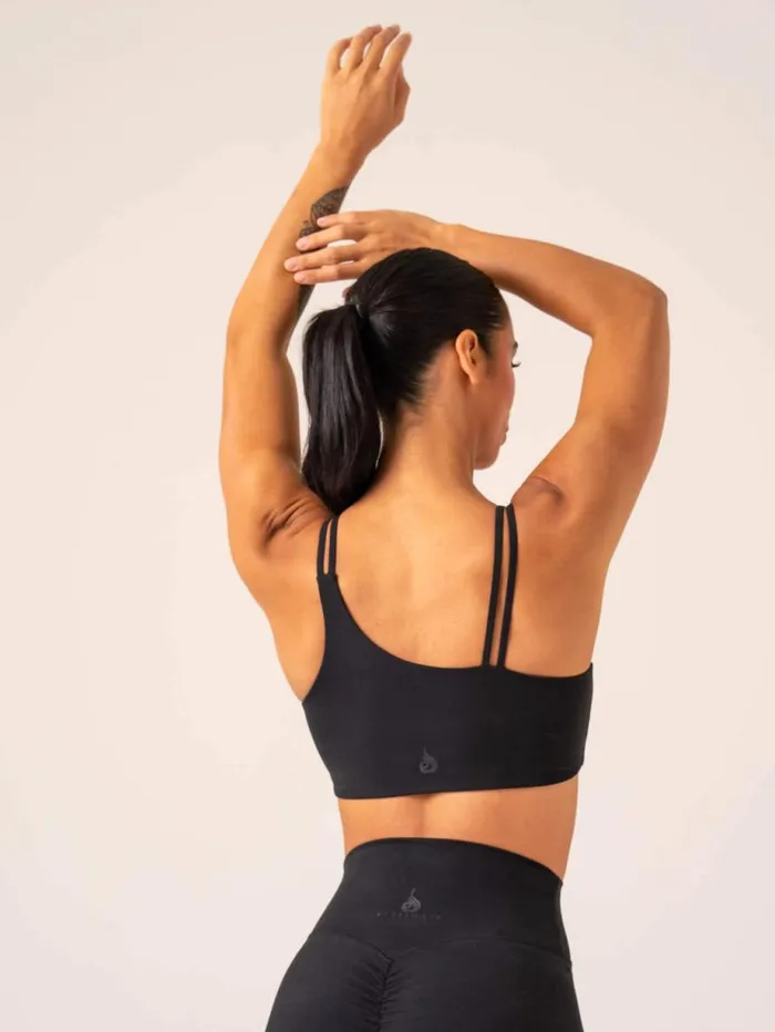 Sports Bras Womens Ryderwear Unstoppable One Shoulder Sports Bra Black