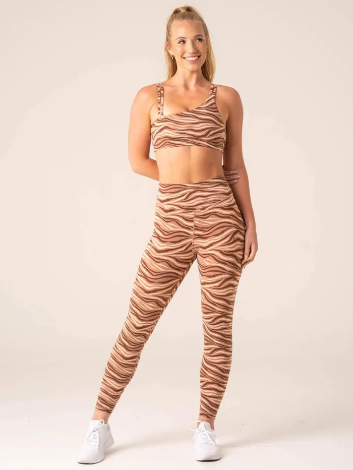 Sports Bras Womens Ryderwear Unstoppable One Shoulder Sports Bra Mocha Zebra