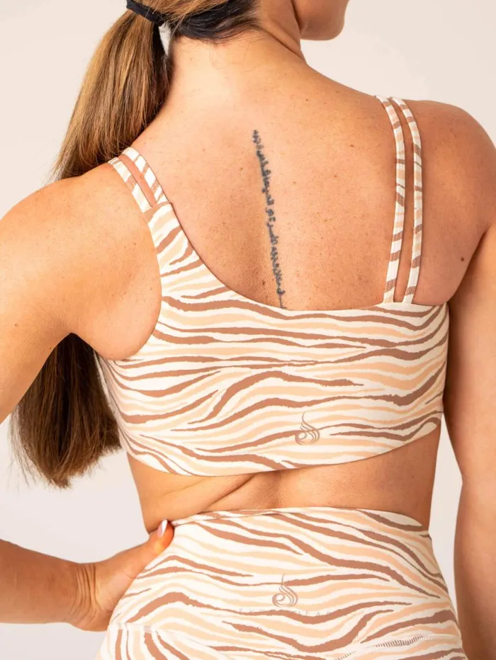 Sports Bras Womens Ryderwear Unstoppable One Shoulder Sports Bra Vanilla Zebra