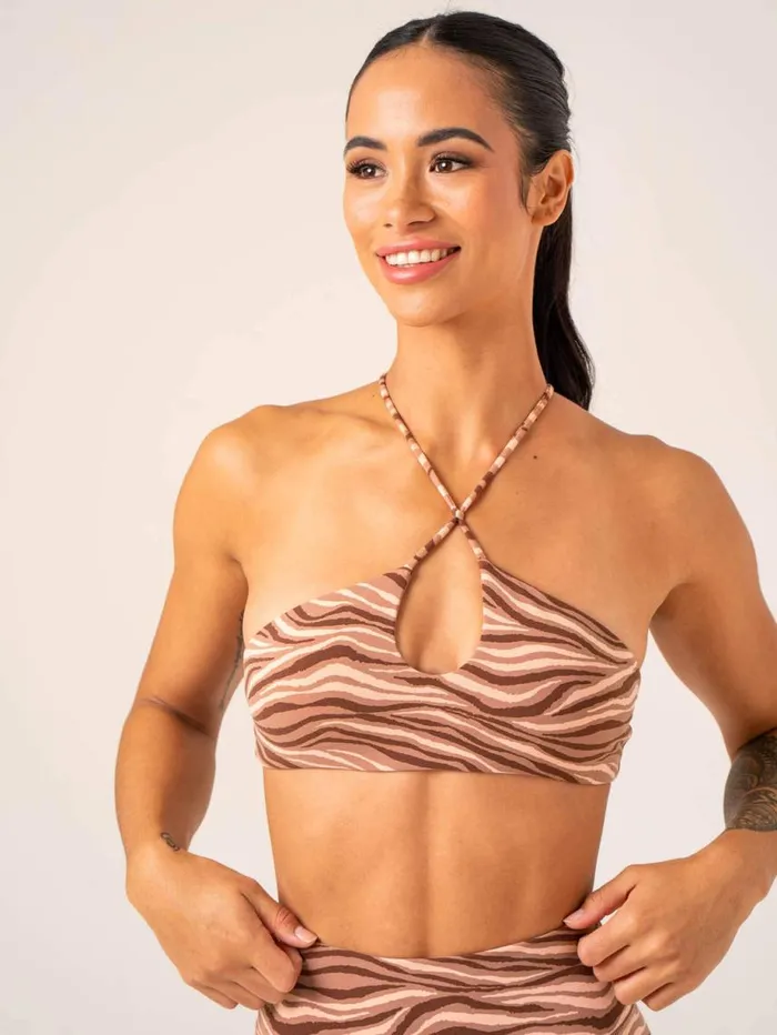 Sports Bras Womens Ryderwear Unstoppable Sports Bra Mocha Zebra
