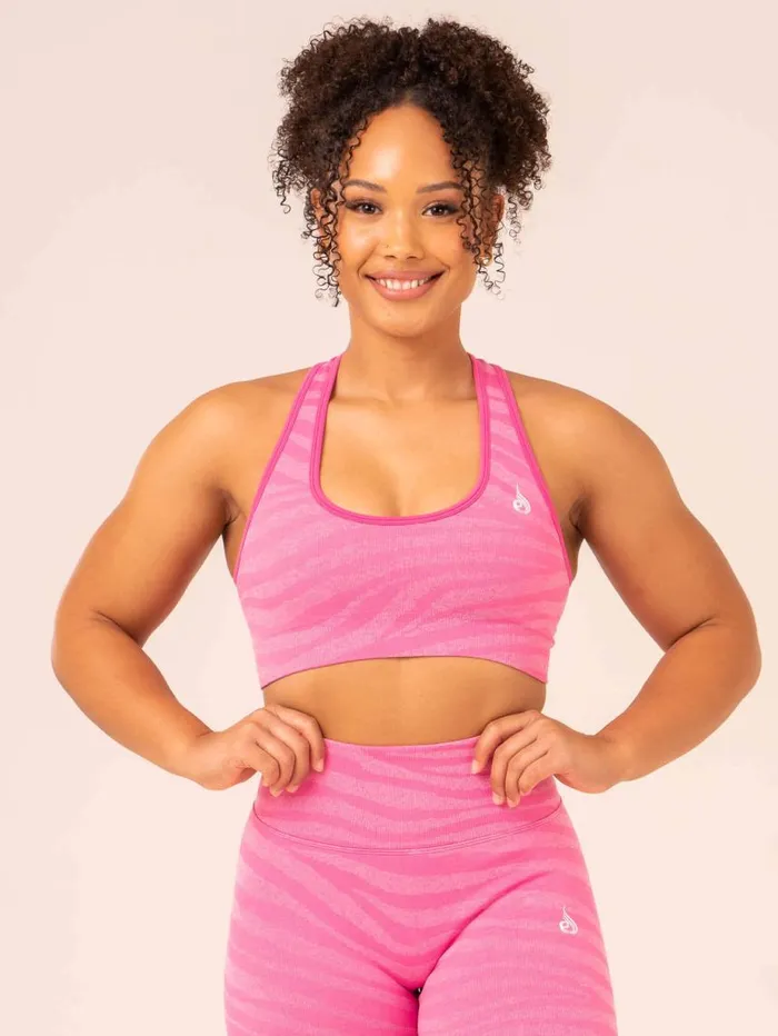 Sports Bras Womens Ryderwear Zebra Seamless Sports Bra Pink Zebra