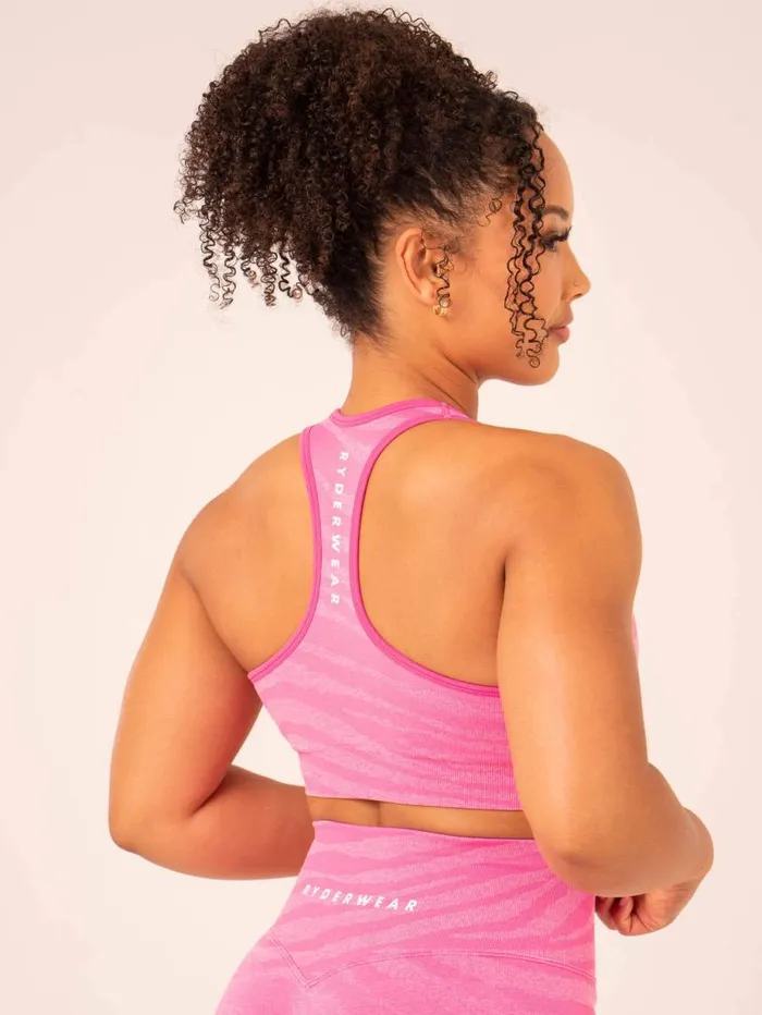 Sports Bras Womens Ryderwear Zebra Seamless Sports Bra Pink Zebra