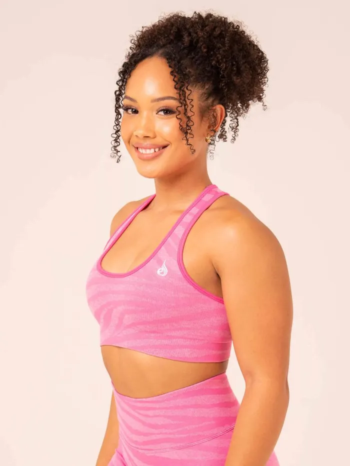 Sports Bras Womens Ryderwear Zebra Seamless Sports Bra Pink Zebra