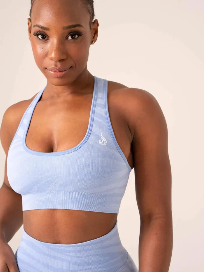 Sports Bras Womens Ryderwear Zebra Seamless Sports Bra Sky Blue Zebra