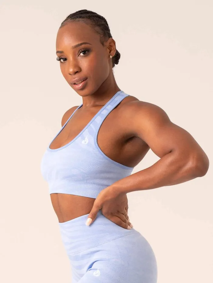 Sports Bras Womens Ryderwear Zebra Seamless Sports Bra Sky Blue Zebra
