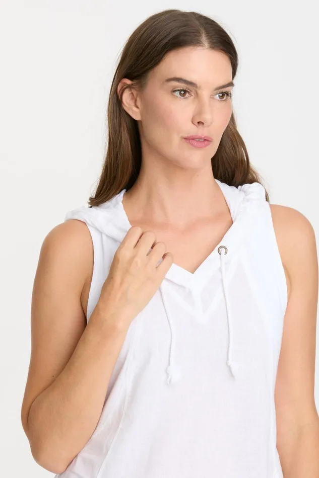 Sumi Hooded Tank Dress 20 White Clothing XCVI Dresses