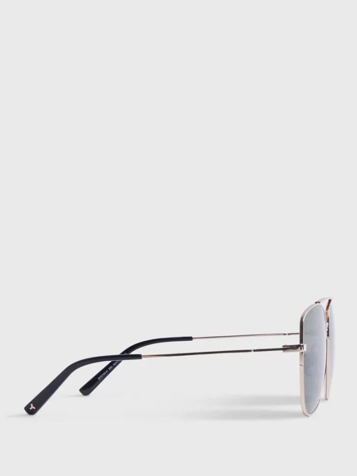 Sunglasses and Eyewear Mens Paul Stuart BALLY Shiny Rose Gold Aviator Sunglasses With Green Lens Rose Gold
