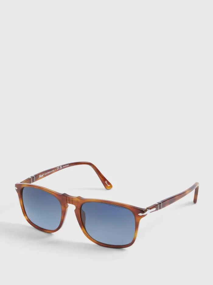 Sunglasses and Eyewear Mens Paul Stuart Persol Tierra Di Siena Sunglasses With Polar Gradient Blue Lens Brown
