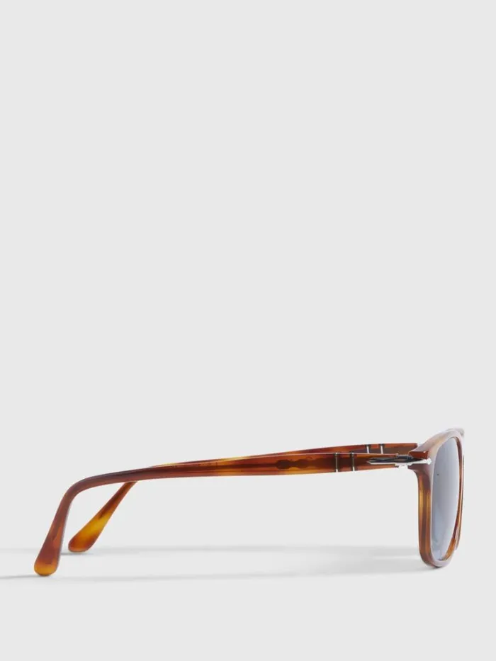 Sunglasses and Eyewear Mens Paul Stuart Persol Tierra Di Siena Sunglasses With Polar Gradient Blue Lens Brown