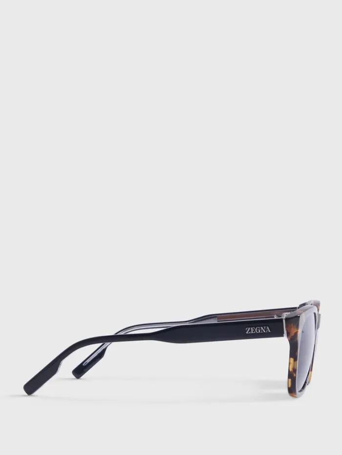 Sunglasses and Eyewear Mens Paul Stuart ZEGNA Shiny Classic Havana Sunglasses Brown