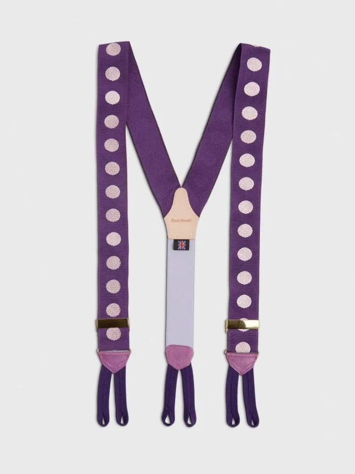 Suspenders Mens Paul Stuart Large Dot Braces Bluegold