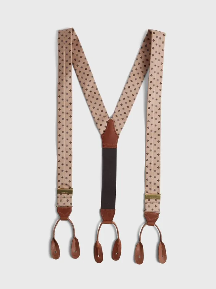 Suspenders Mens Paul Stuart Mini Medallion Braces Camel