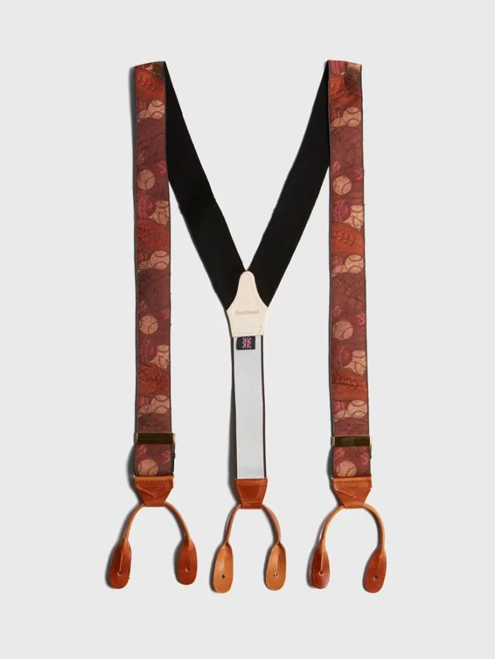 Suspenders Mens Paul Stuart Sports Motif Braces White