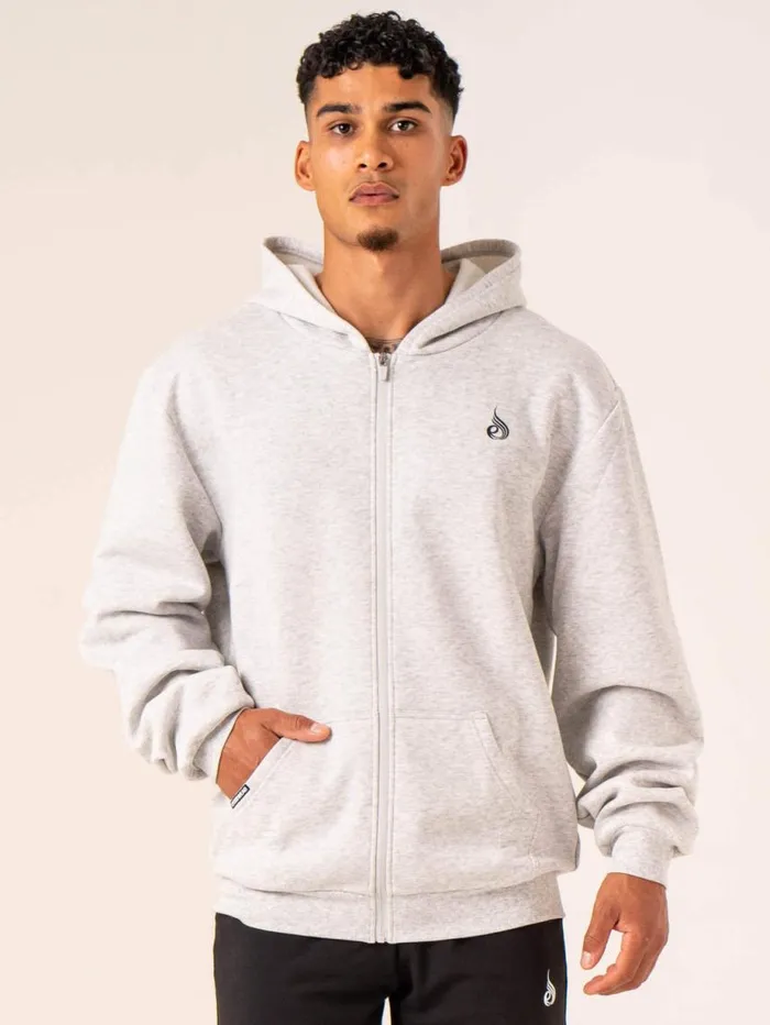 Sweaters and Hoodies Mens Ryderwear Emerge Track Jacket Snow Grey Marl