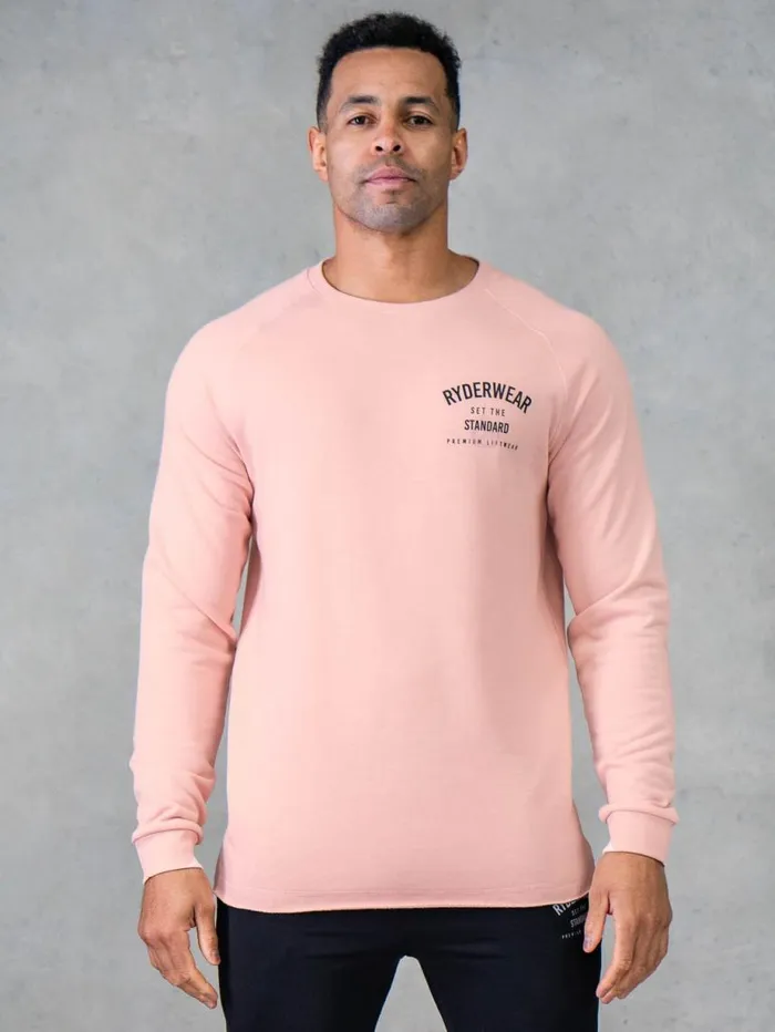 Sweaters and Hoodies Mens Ryderwear Legacy Crewneck Faded Pink