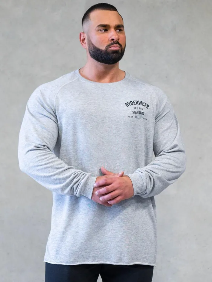 Sweaters and Hoodies Mens Ryderwear Legacy Crewneck Grey Marl