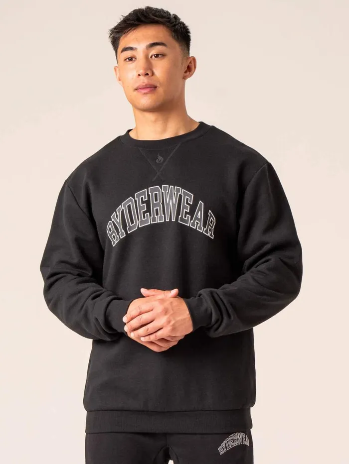 Sweaters and Hoodies Mens Ryderwear Men039s Collegiate Crew Neck Black