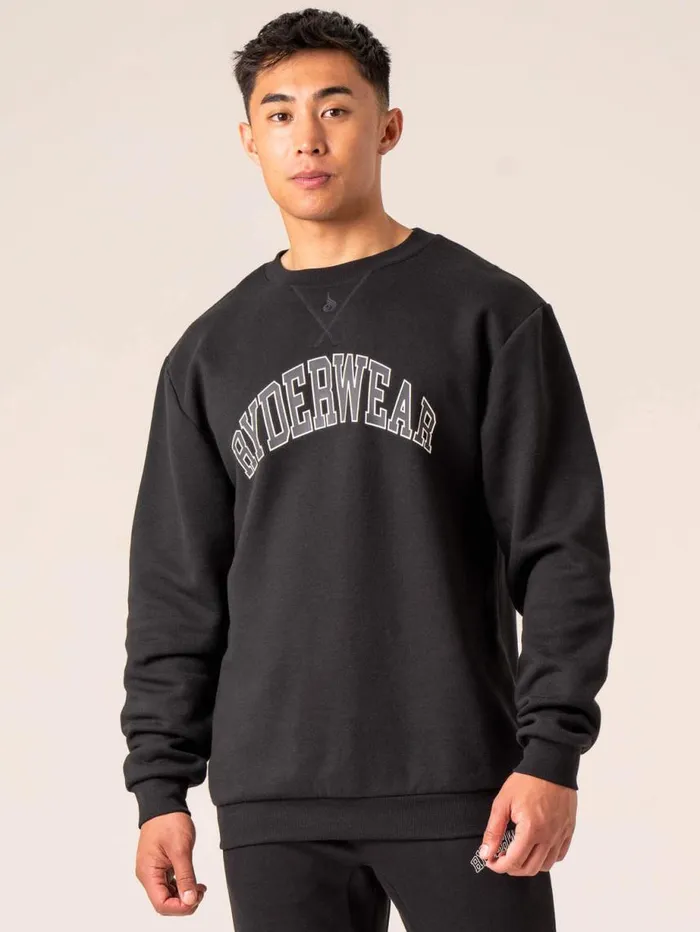 Sweaters and Hoodies Mens Ryderwear Men039s Collegiate Crew Neck Black