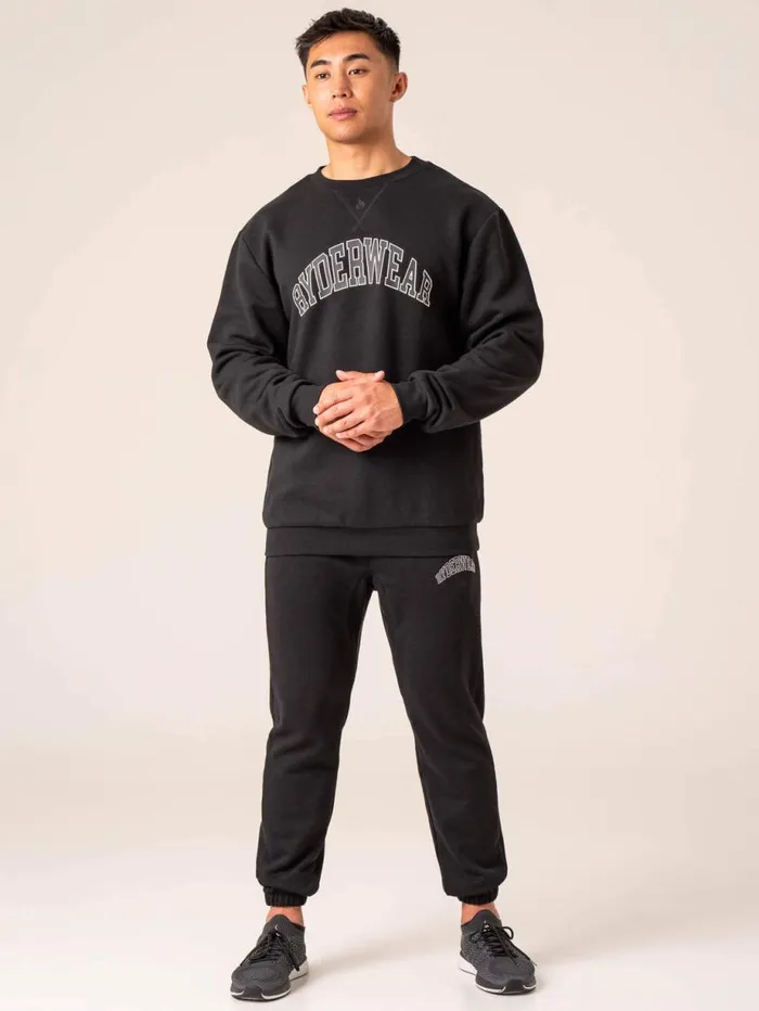 Sweaters and Hoodies Mens Ryderwear Men039s Collegiate Crew Neck Black